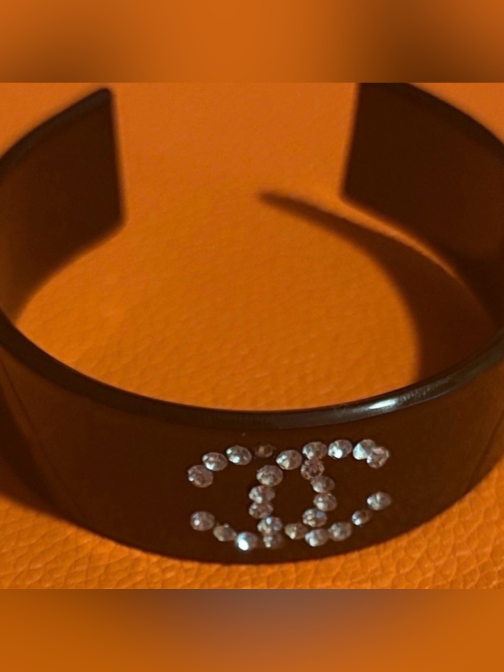 NWOT Crystal-Embellished Black open Cuff Bracelet
